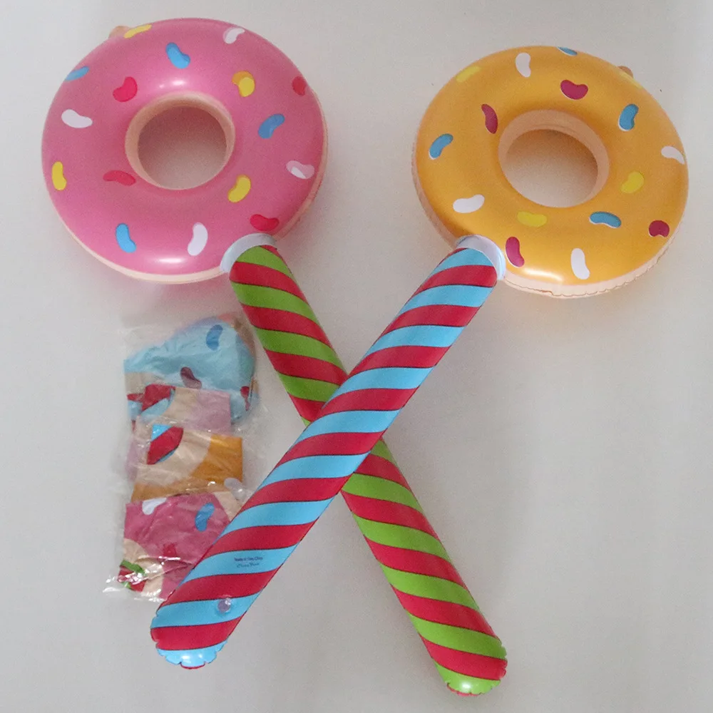 80cm Donut Stick Inflatable Balloon Sweet Candy Happy Birthday Party Decor Kids Boy Girl Ballon Donut Babyshower Baloon