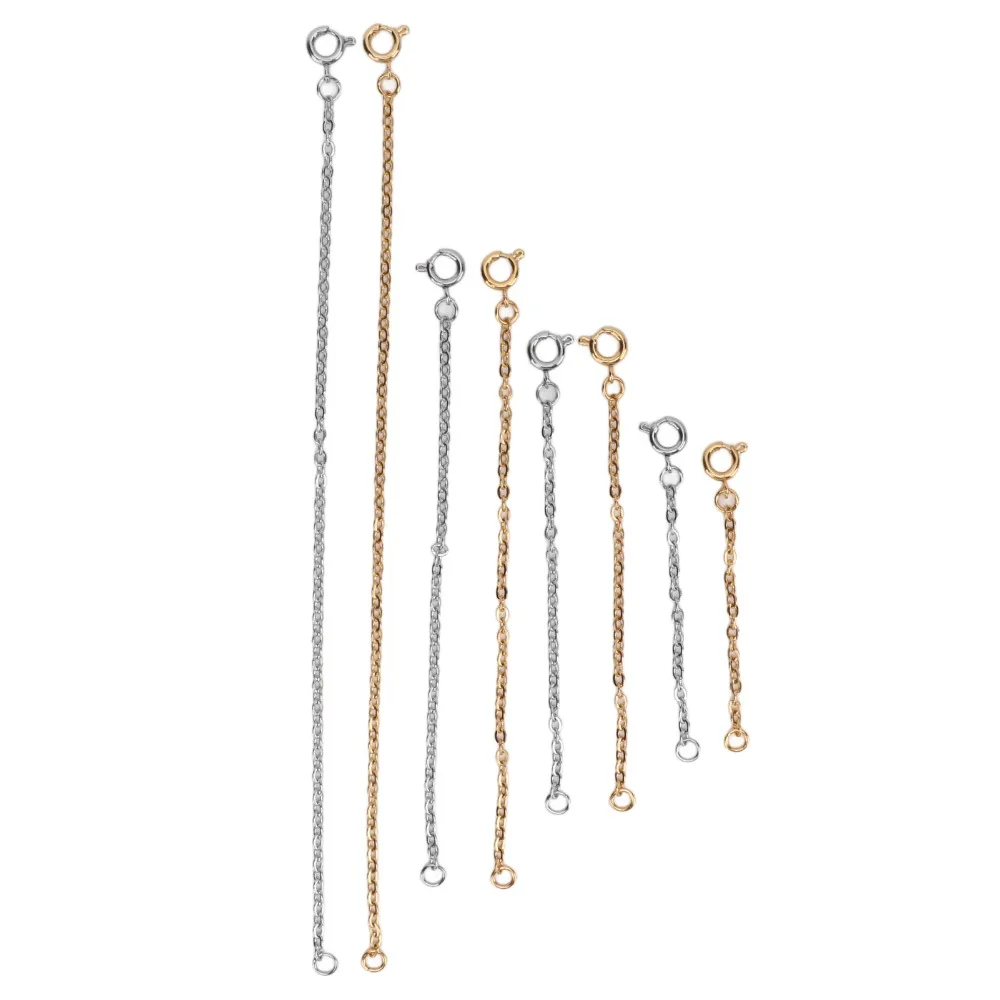 8pcs Jewelry Tools Gold Extender Silver Stainless Steel Extension Chain Extensions Jewelry Making