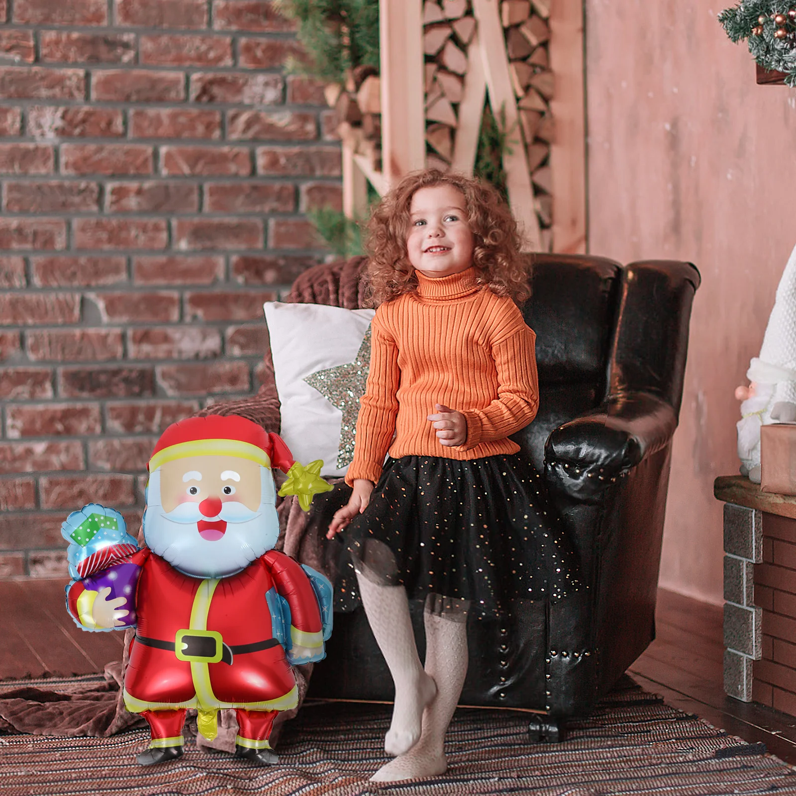 

5Pcs Christmas Balloons Santa Clause Xmas Party Supplies Aluminum Foil Balloons Easy to Operate Holiday Decorations