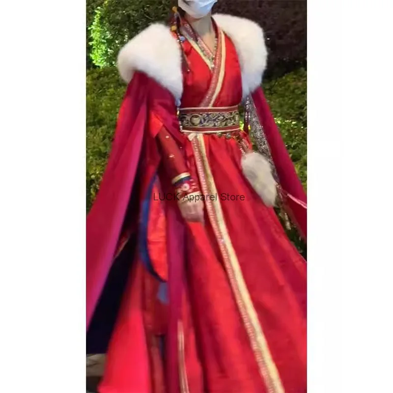 New Year's Robe Winter Suit Chinese New Year Clothes Hanfu Women's Autumn And Winter Chinese Style Long Shirt With Thick