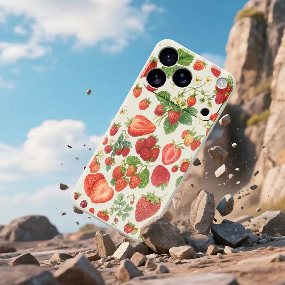 الفراولة نمط جراب هاتف آيفون 17 برو ماكس 17 الهواء 16 15 14 زائد 13 12 11 برو ماكس XS ماكس XR 7 8 زائد 16E غطاء سيليكون