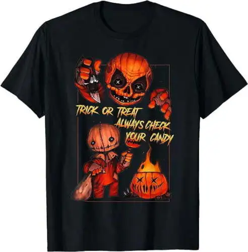 Vintage Trick Or Treat Always Check Your Candy, Pumpkin T-Shirt