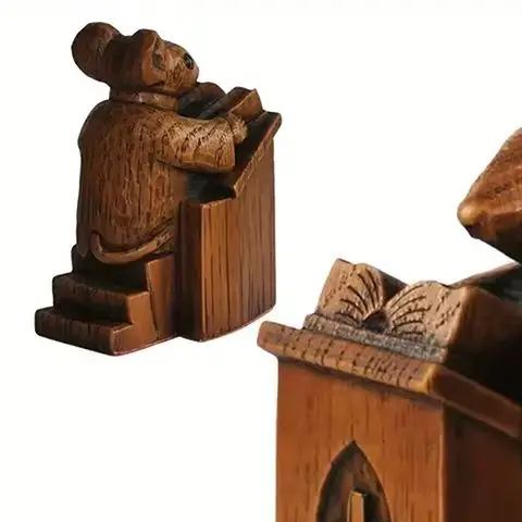 Church Mouse Figure Statue 8cm Cute Resin Sculpture Room Decor Ornament Vicar in the Pulpit Model Toy Gift