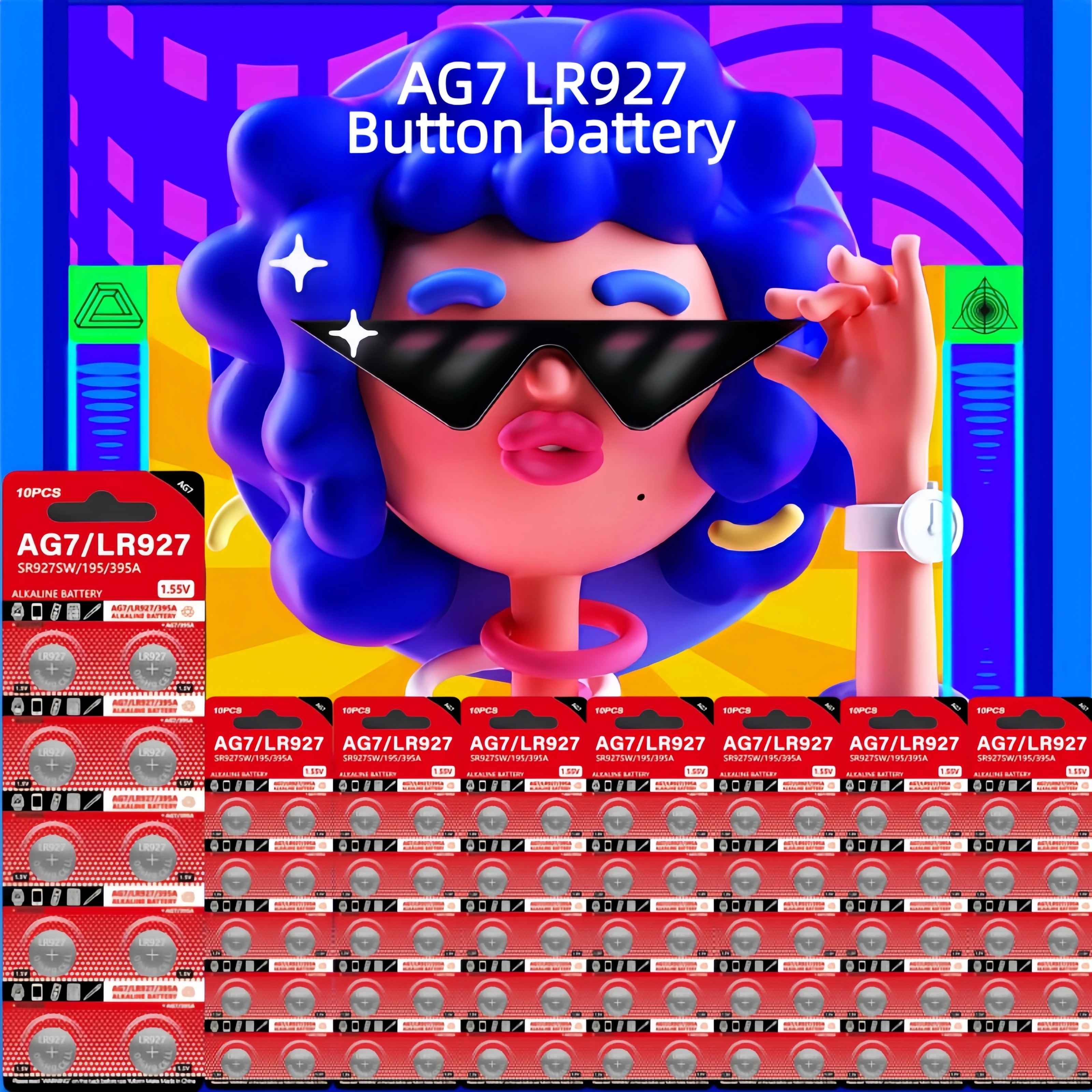 

AG7 LR927 1.55V Button Cell Batteries SR927SW LR57 SR927 395A Watch Battery for Toys/Calculators/Watches Long-Lasting