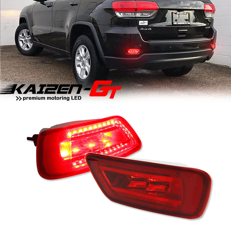 

Red LED Rear Bumper Reflector Lights, Tail/Brake & Rear Fog Lights For 2011-up Jeep Grand Cherokee WK2, Compass & Dodge Journey