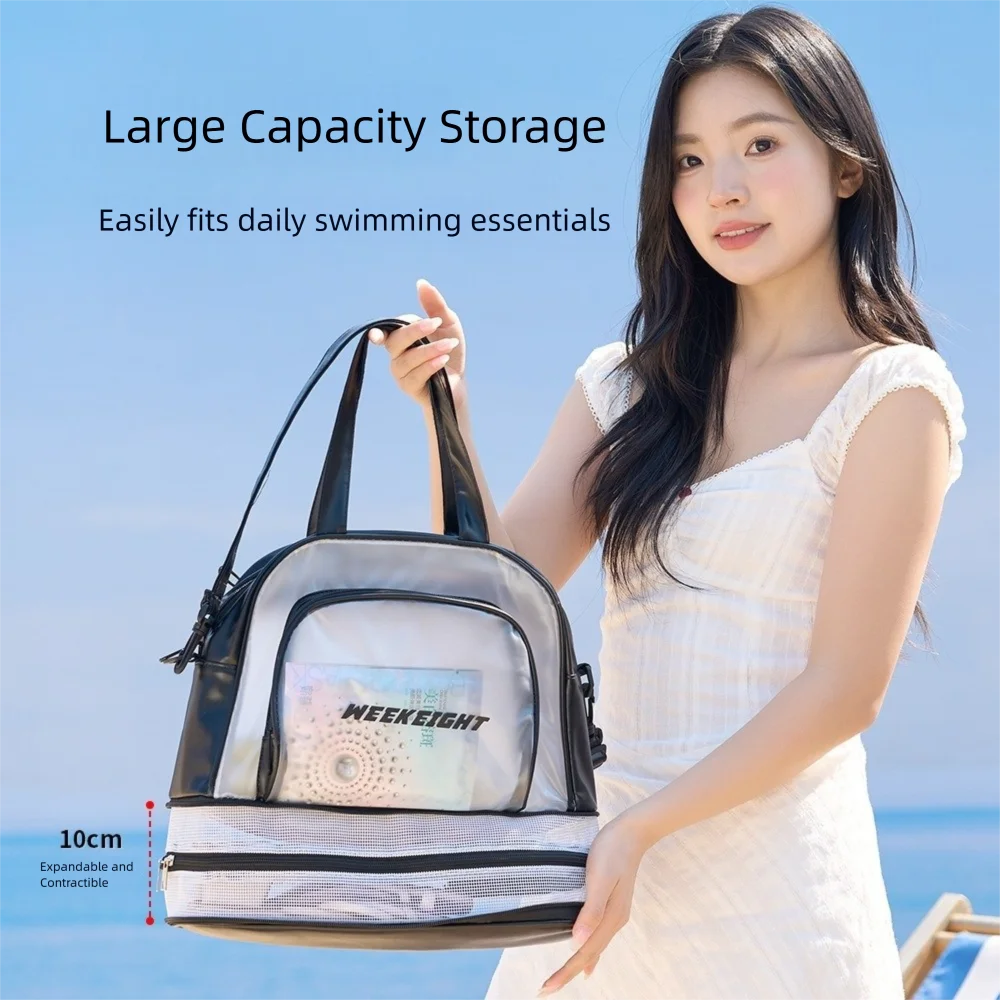 

Large Capacity PVC Swimming Bag Waterproof PVC Material Beach Pool Bag Large Washing Transparent Design Luggage Tote Pool Use