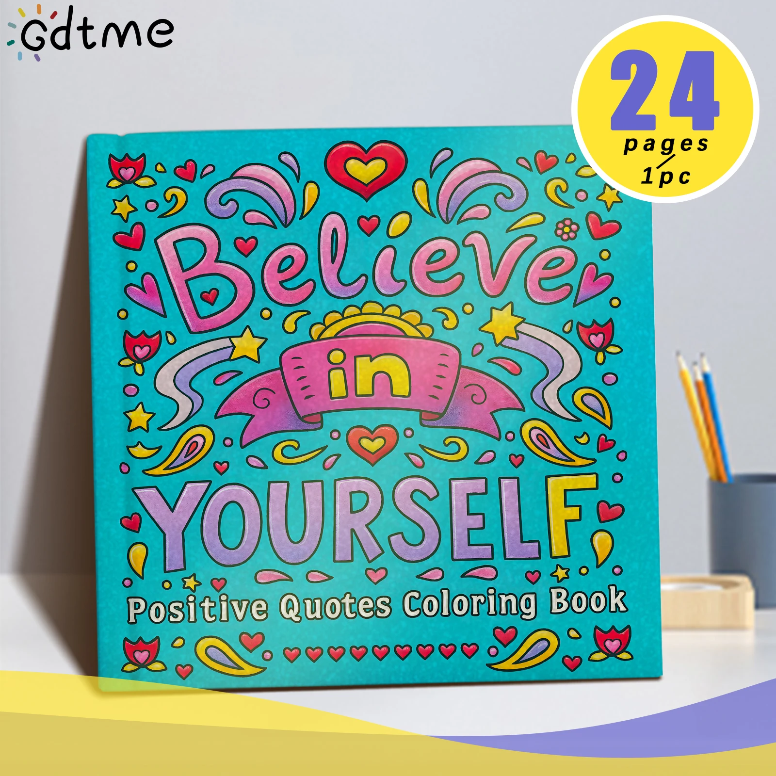 Believe in Yourself BOLD AND EASY Coloring Book Educational Stress Relief Paperback Doodles Book for Adults And Teens