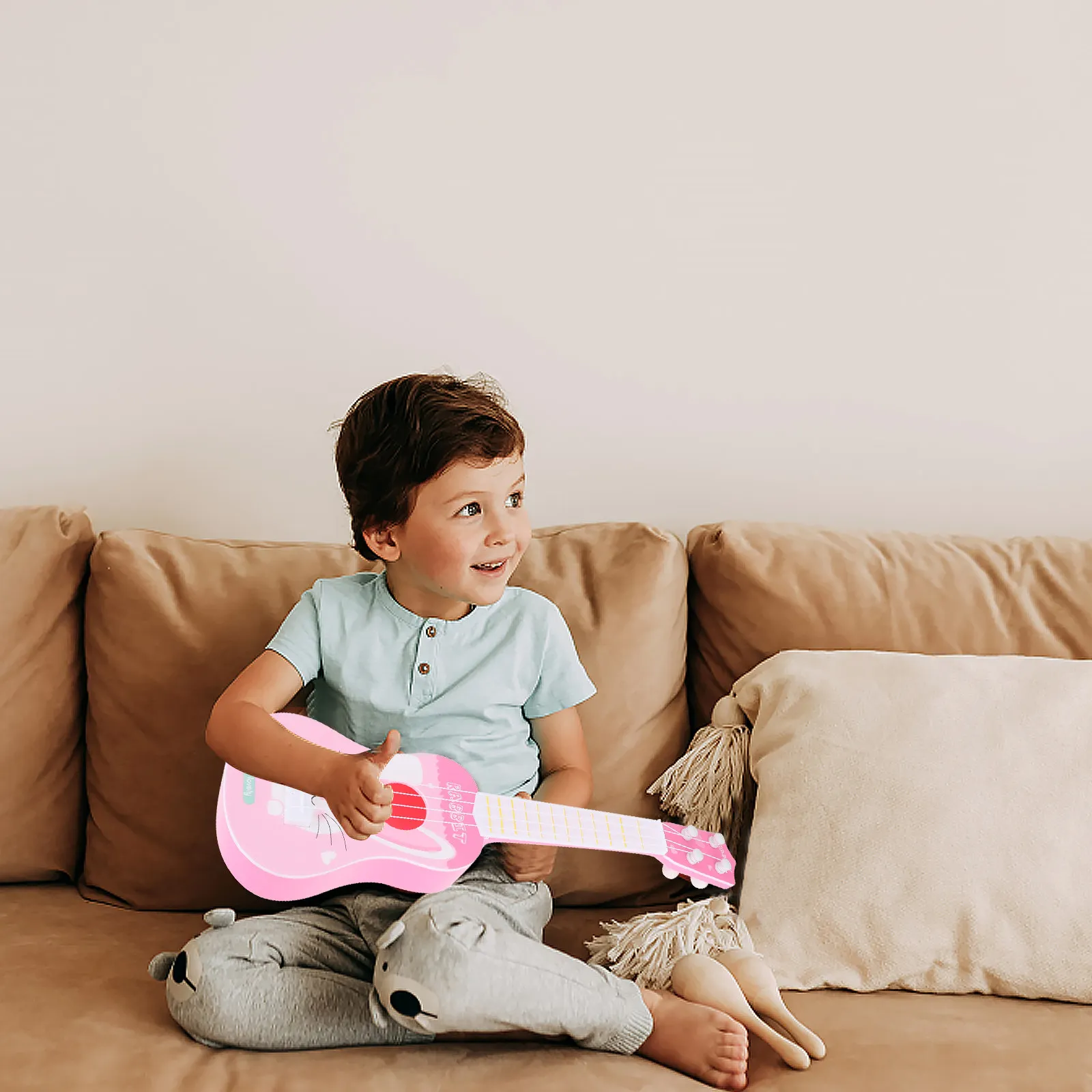 

Children Played Mini Guitar Ukulele Early Learning Plastic Instrument Educational Beginner Guitar Playing Simulation Musical