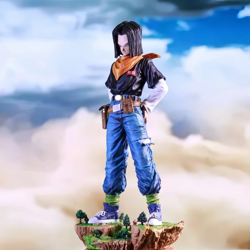 29cm Dragon Ball Black Pearl Android 17 Replaceable Half Body Anime Figure GK Statue Model Toy Decorative Gifts Collectible