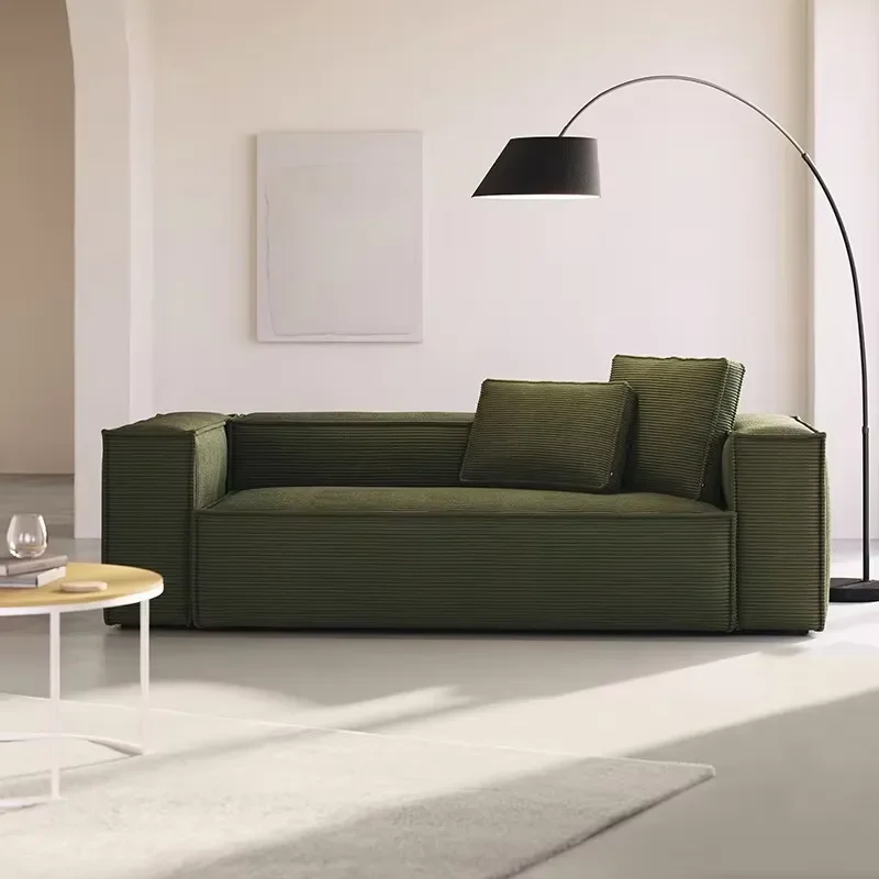 Modern Convertible Vacuum Compressed Sofa Box Dark Green Corduroy Fabric L-Shaped Modular Corner Sectional Sofa Set Living