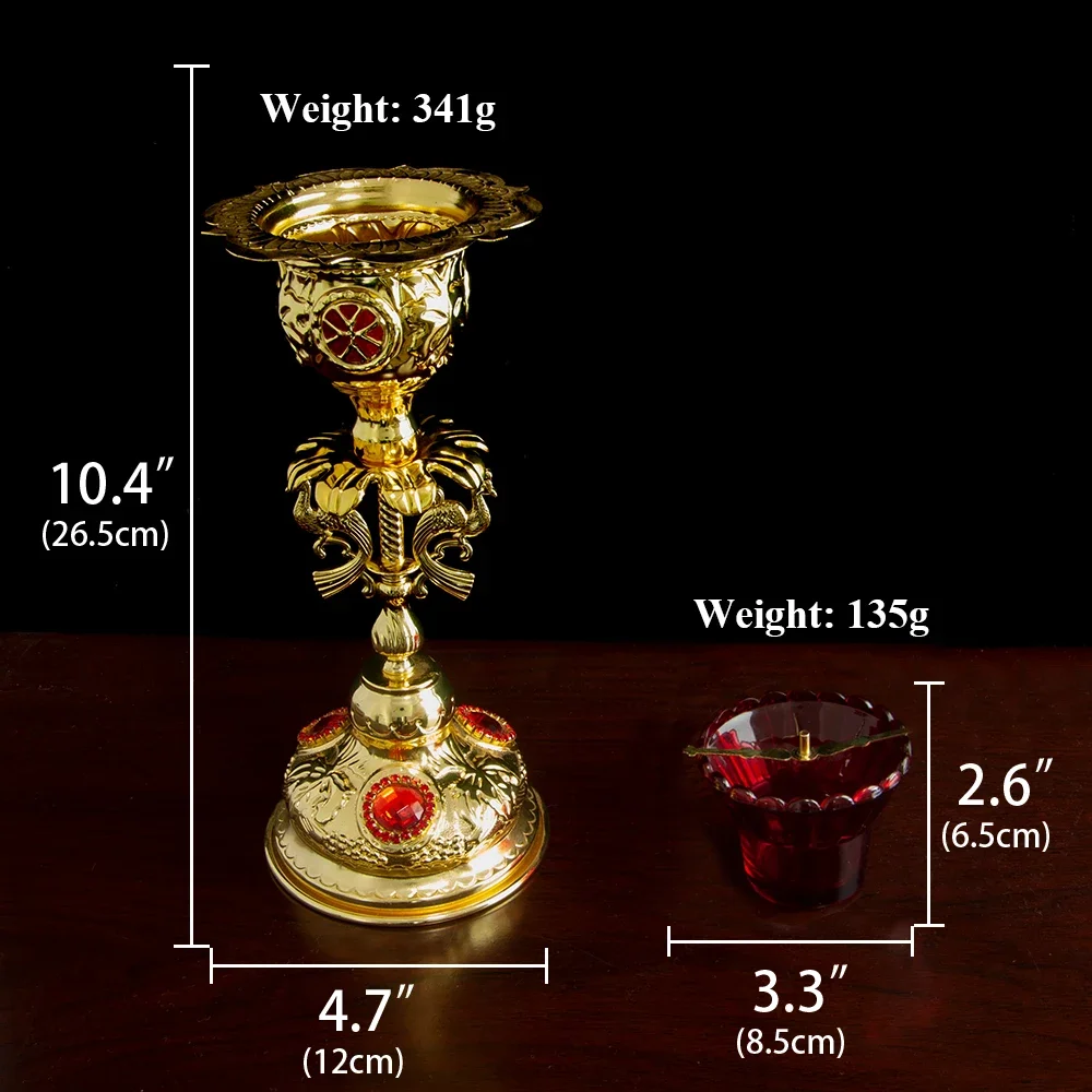 Orthodox Religion Candle Holder Classic Crystal Glass Cup Oil Candlestick Vigil Lamp Лампада настольная со стаканчиком