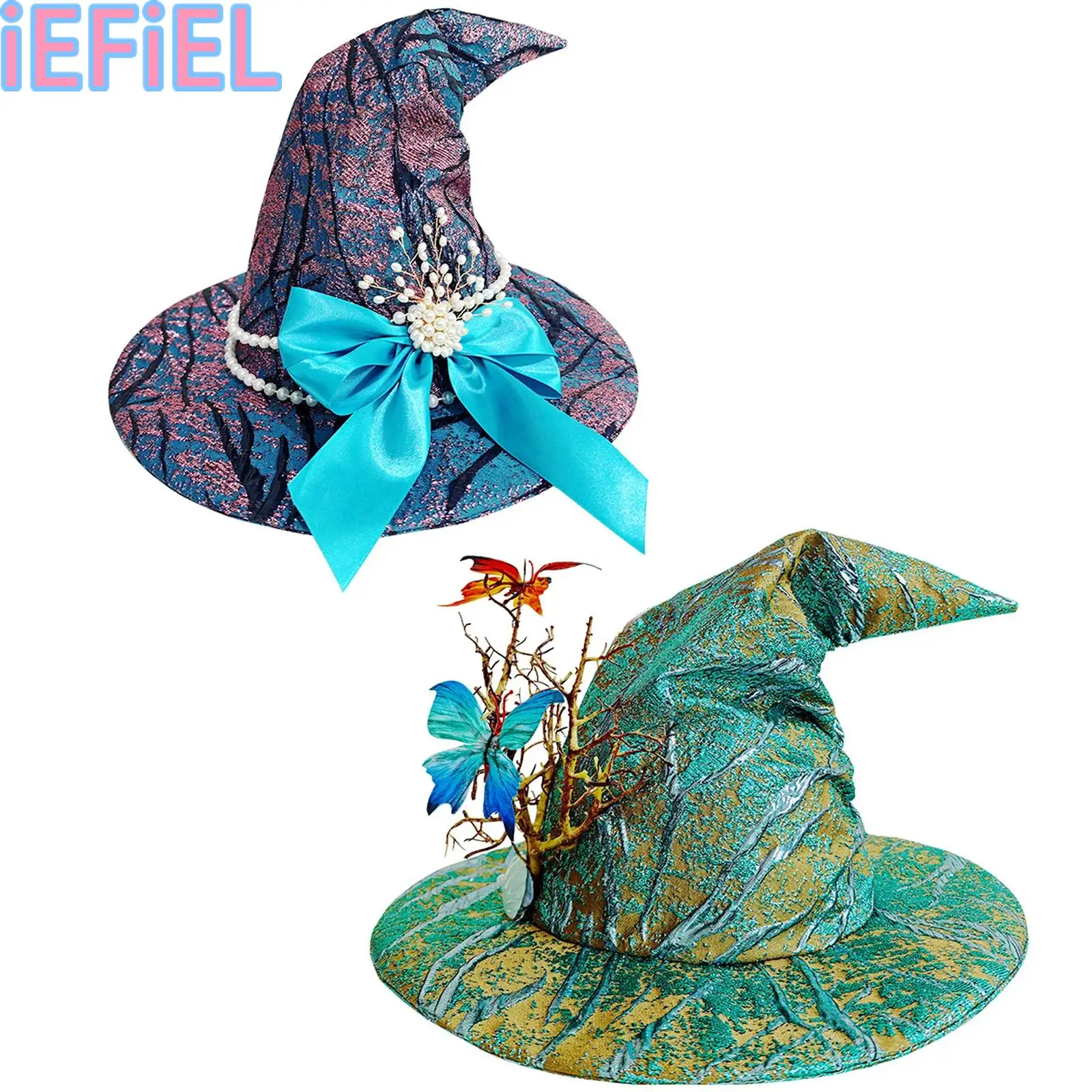 

Cosplay Witches Hat Renaissance Costume Halloween Witch Hats Woodland Or Sea Area Design Wizard Hat for Masquerade Accessories