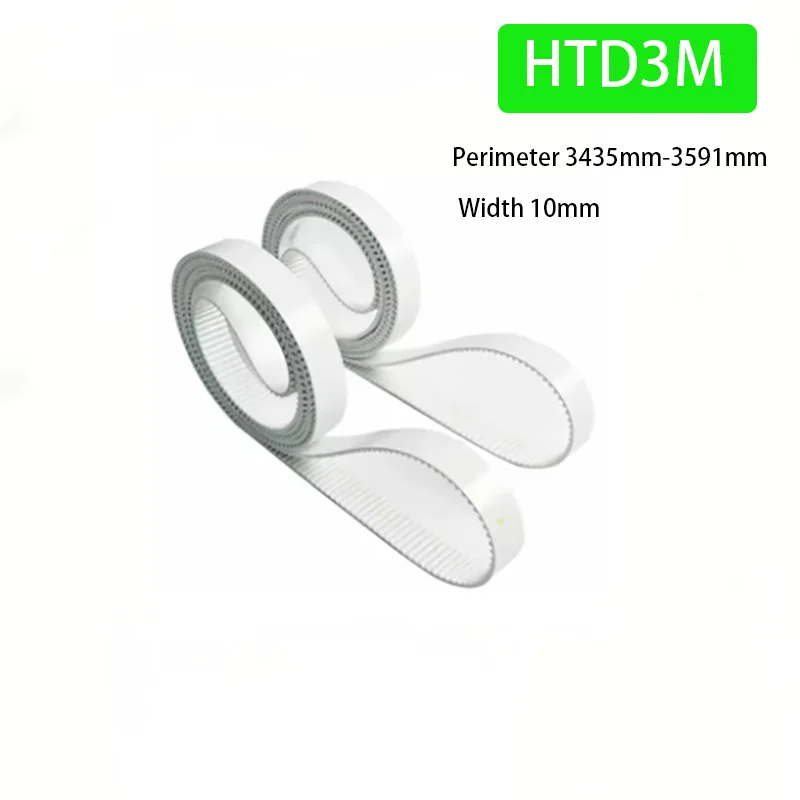 1Pcs Width 10mm Perimeter 3435mm-3591mm HTD3M PU with Steel Core Timing Belt White Polyurethane Closed Loop Gear Belt