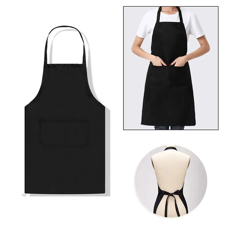 Adjustable Cooking Apron Waterproof and Oil Resistant Kitchen Chef Apron Dirt-resistant Smock Sleeveless Aprons with 2 Pockets