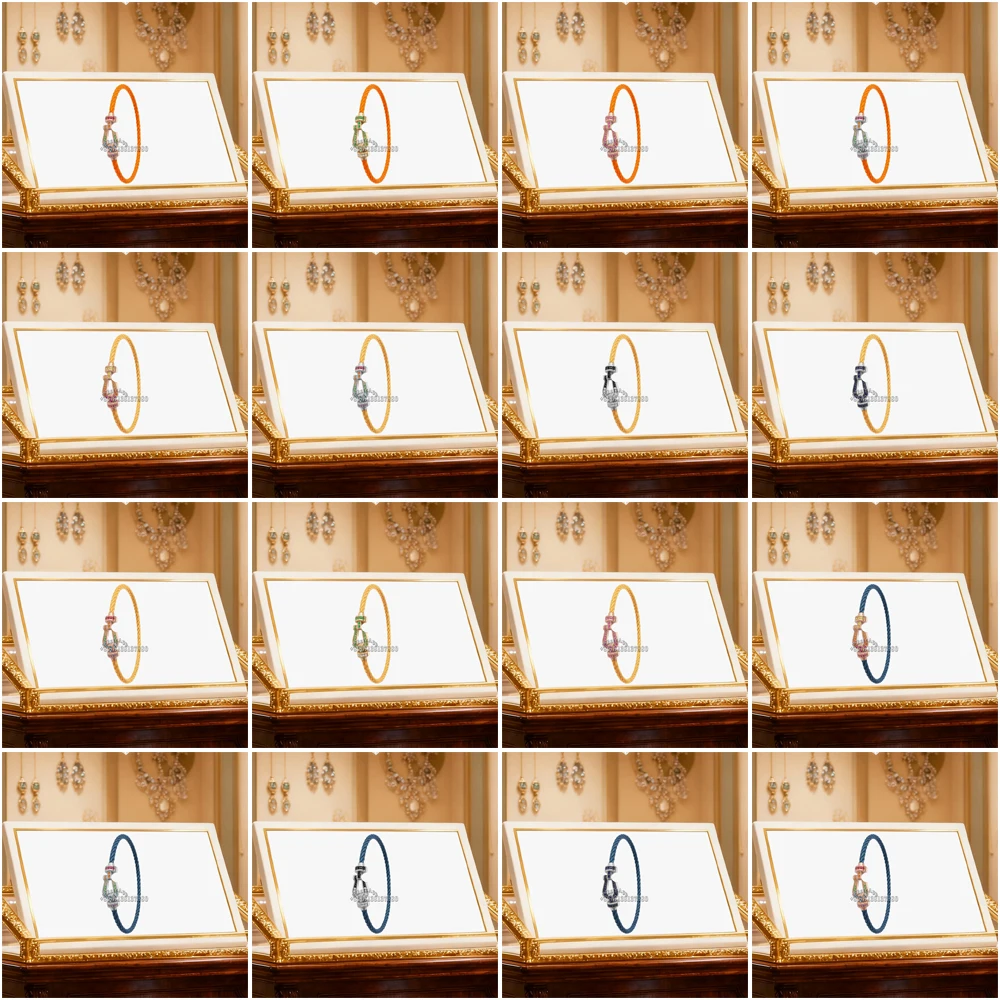 

Gryan 2025 Color Zircon M Size Horseshoe orange Nylon Bracelet female Suitable Daily Wear Party Gifts Luxurious Couple Jewelry