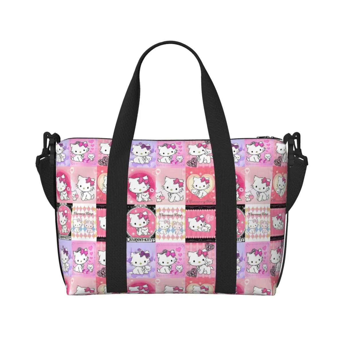 

Custom Charmmy Kitty Anime Tote Bag Women Large Capacity Kawaii Cartoon Beach Gym Shoulder Travel Bag