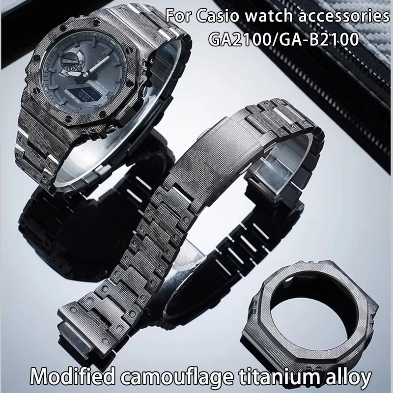

For Casio GA2100/GA-B2100 Modified Camouflage Titanium Alloy Strap Case GA2110 Model Men's Sports Mountaineering Accessories