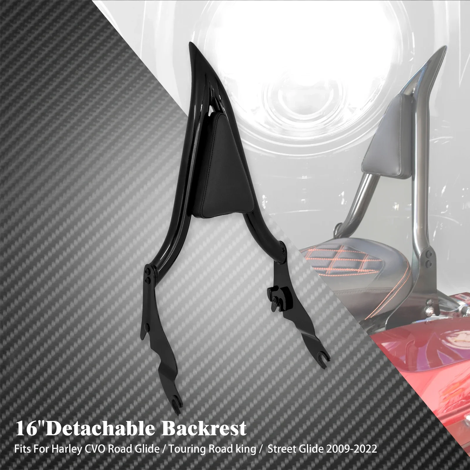Motorrad Abnehmbare Beifahrer Rückenlehne Hinten Sissy Bar W/Kissen Pad Für Harley Touring Road King Street Electra Glide 09-22