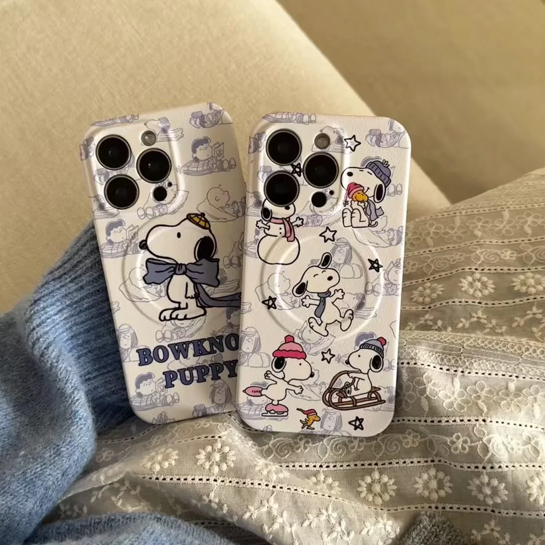 لطيف الفول السوداني سنوبي تشارلي براون Magsafe شحن لاسلكي جراب هاتف آيفون 13 14 15 16 برو ماكس مضحك سنوبي حامل مغناطيسي