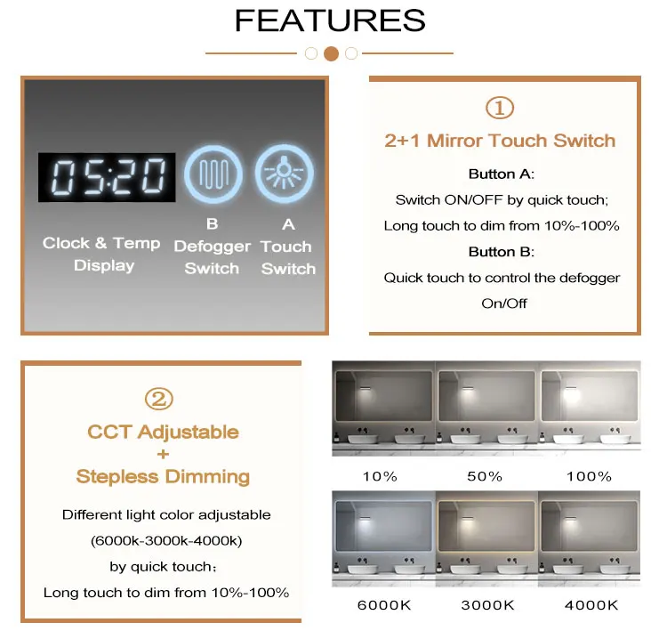 Doppeltouch-Tastensensor Kapazitiver Berührungsschalter 5A Touch-Sensor-Lichtschalter mit Digitaluhr und Temperaturanzeige – Detail 5