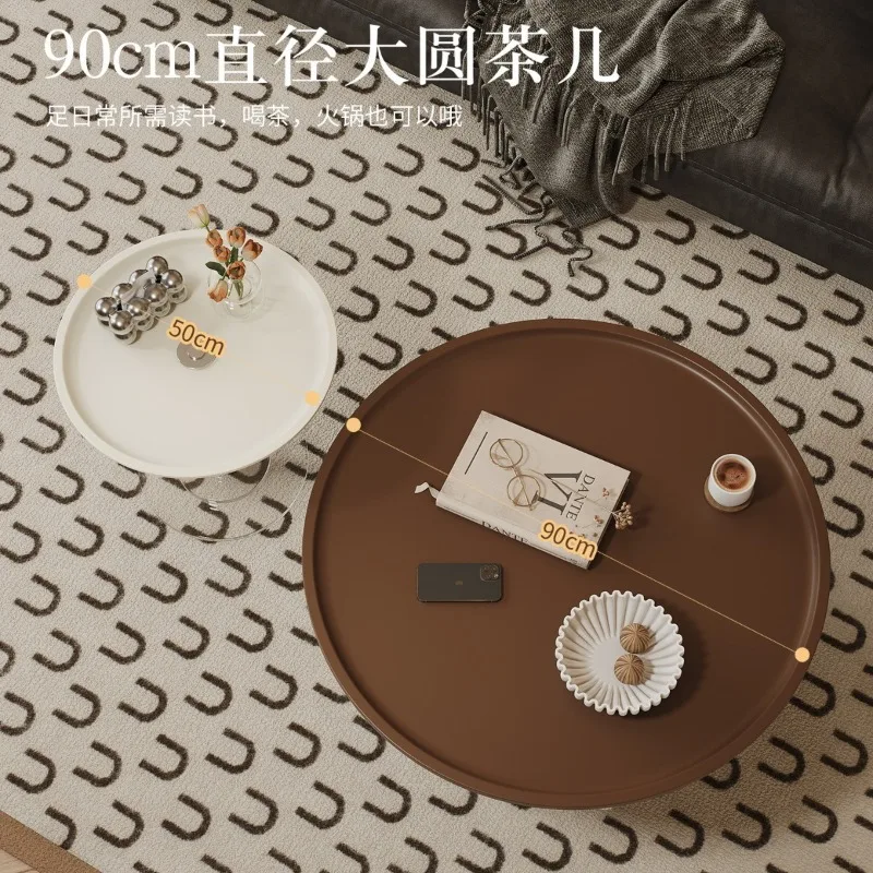 new French cream acrylic coffee table living room home simple Internet celebrity round small coffee