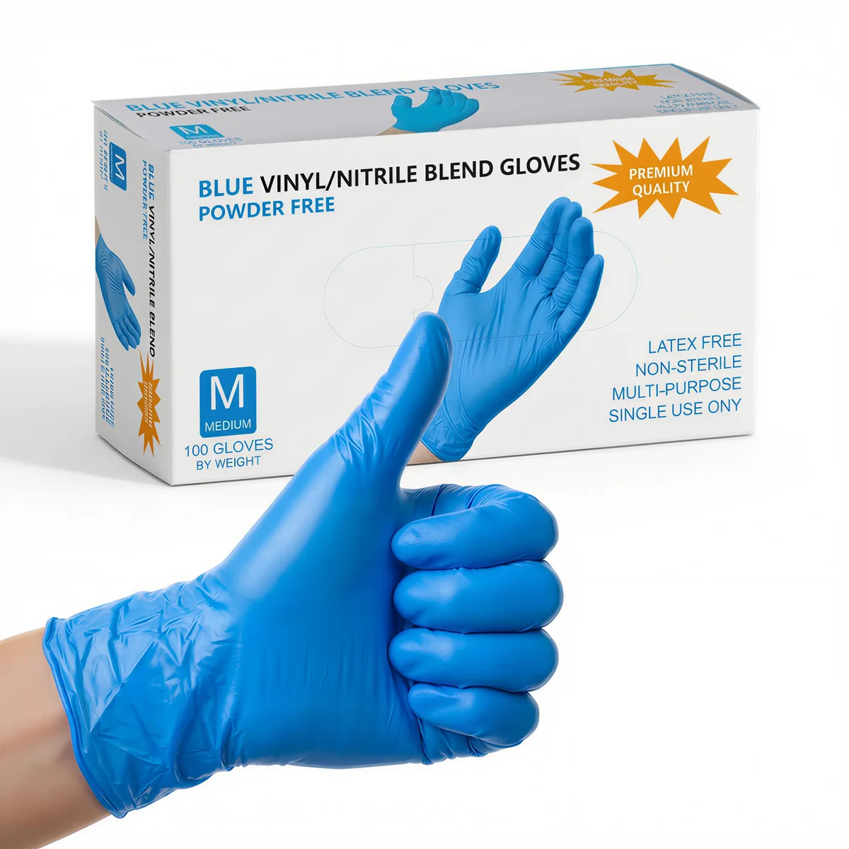 DM 100 Stück Blaue/Schwarze Nitril-Einweghandschuhe mit Texturierter Oberfläche, Industrielle Sicherheitsarbeitshandschuhe für Reinigung, Tätowierung und Mechanik