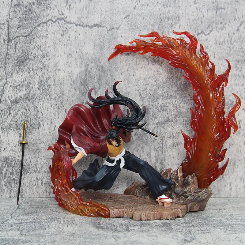 23cm Demon Slayer Anime Figures Gk Tsugikuni Yoriichi Intense Combat Swordswung Luminous Model Statue Desktop Decoration Toygift