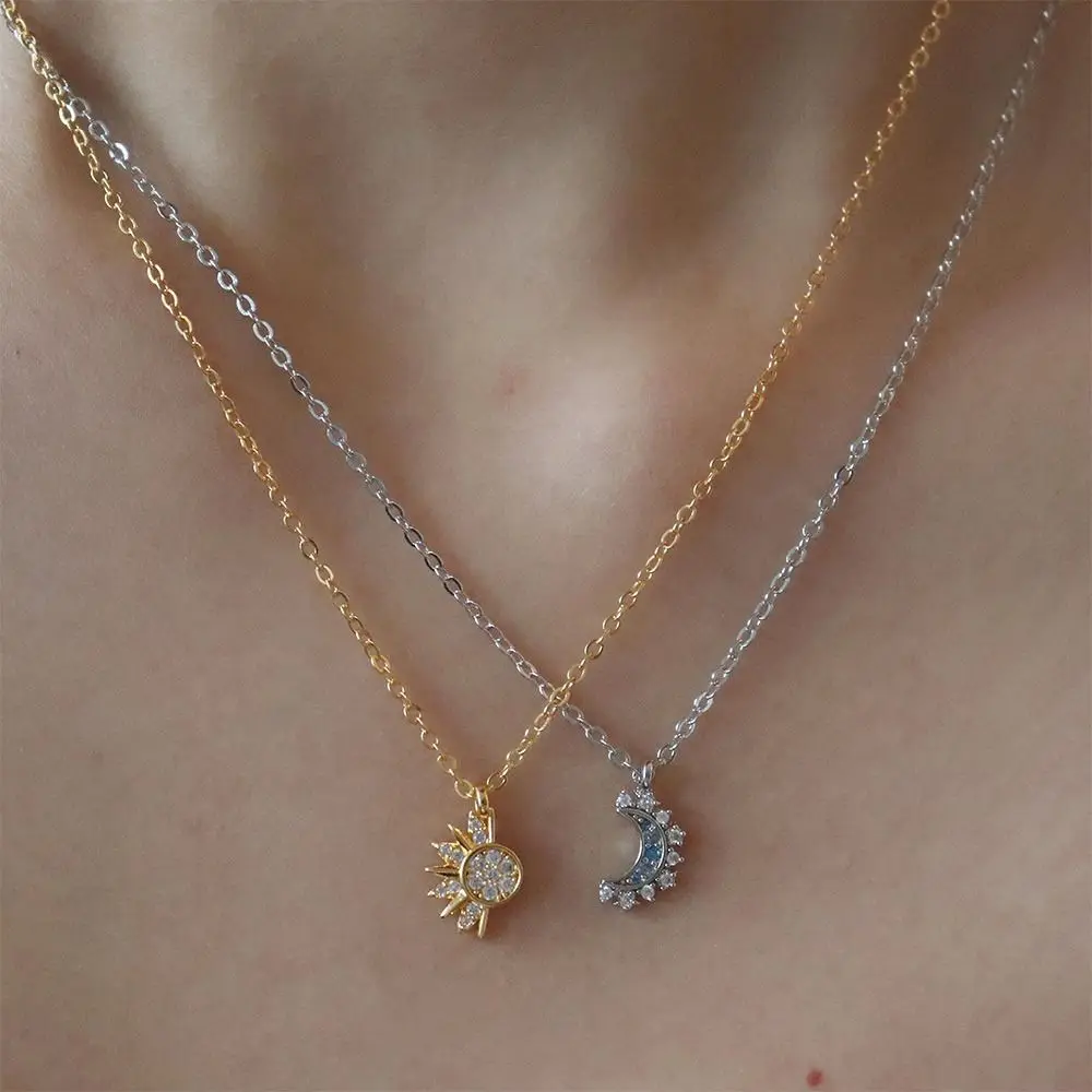Vintage Sun and Moon Magnetic Necklace Sunshine and Moonlight Sun Moon Necklace Valentine's Day Gold Sun Matching Necklaces