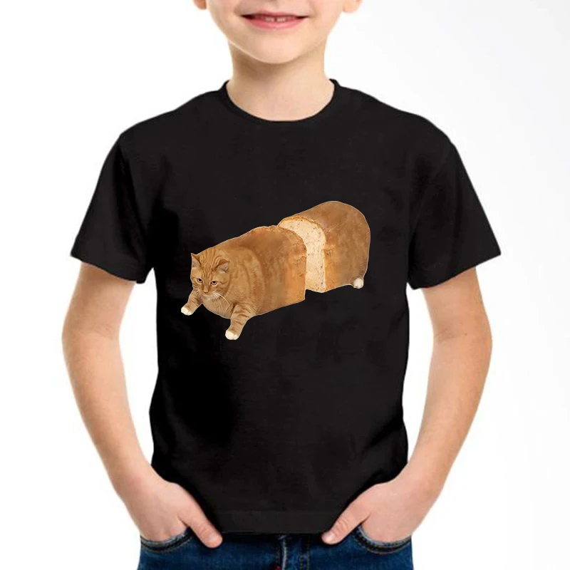 

Cartoon Bread Cat Kawaii Design Print T Shirts Kids Children's T-shirt Casual Boys Girls Summer Spring Casual Top Tee