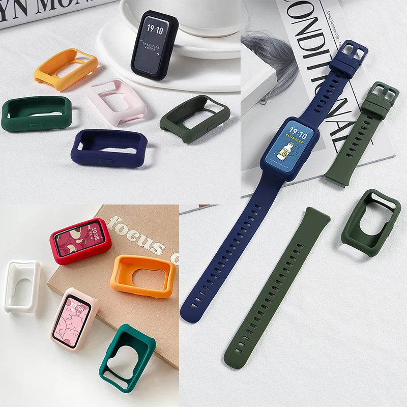 Soft Silicone Protective Case Cover For Huawei Band 10 9 8 Screen Protector Shell Bumper Anti-Scratch Case Shell Watch Accessory