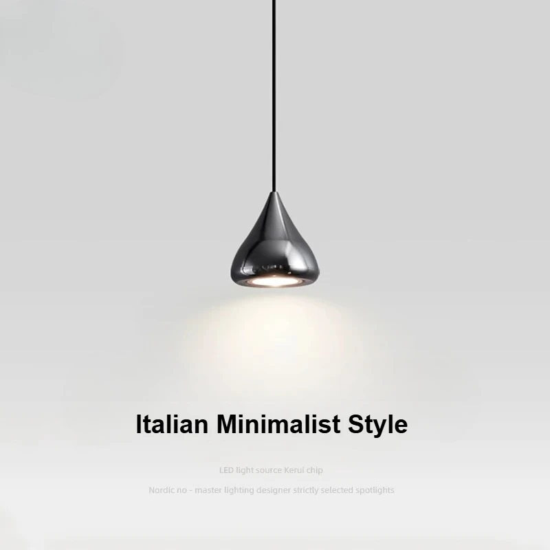 イタリアのミニマリストledペンダントライトミラーペンダントランプシャンデリア寝室ベッドサイドアートドロップラインライト廊下バー照明