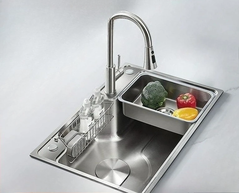 

Kitchen, stretch, sink, stepped, stainless steel, single sink, sink