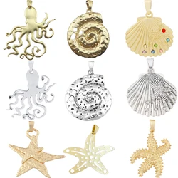 1 x Large Seashell Conch Sea Animals Snail Spiral /Starfish Charm Pendant for DIY Necklace Jewellery Making Accessories
