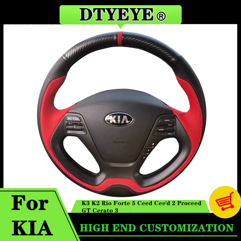 

Customized Car Steering Wheel Cover For Kia K3 K2 Rio Forte 5 Ceed Cee'd 2 Proceed GT Cerato 3 Car Interior Steering Wheel Braid