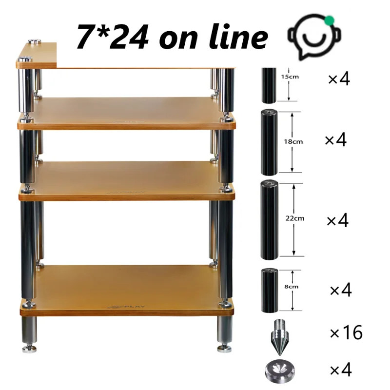 AVplay AV-605018- Rack Accessoires Eindversterker Rack Apparatuur Rack Statief Roestvrij Staal Schokabsorberende Nagel Kolom Benen