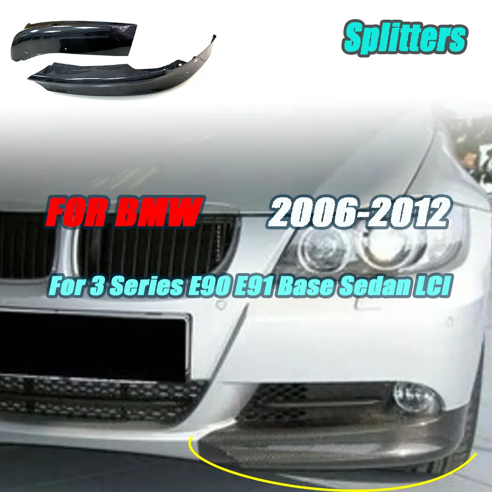 

JCYECF Carbon Fiber Front Lip Splitters Flaps Aprons For BMW 3 Series E90 E91 Base Sedan LCI 2006-2012 Car Bumper Winglets
