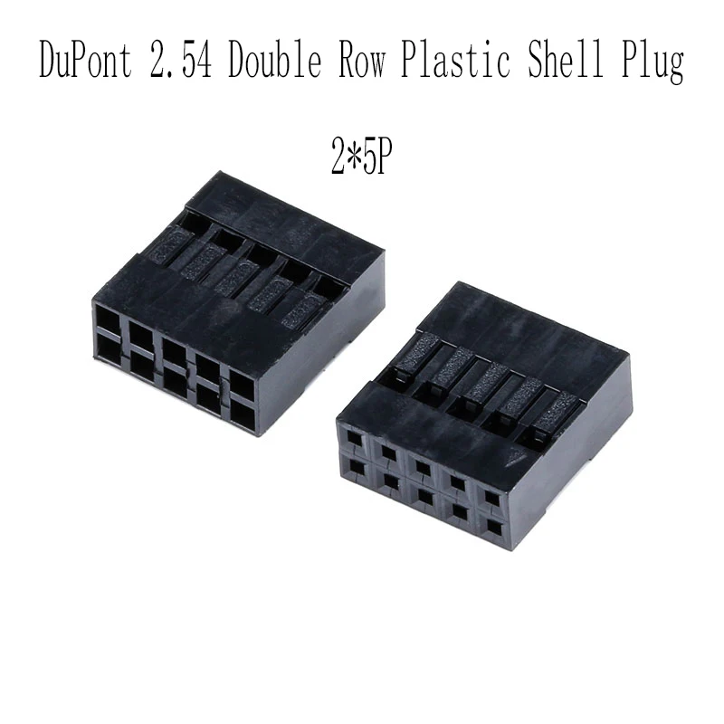 20Pcs Dupont 2.54 5P 2*5P Connector Pitch 2.54Mm 10 Gaten Dubbele Rij Plastic Shell plug Met Stoten Dupont Connector