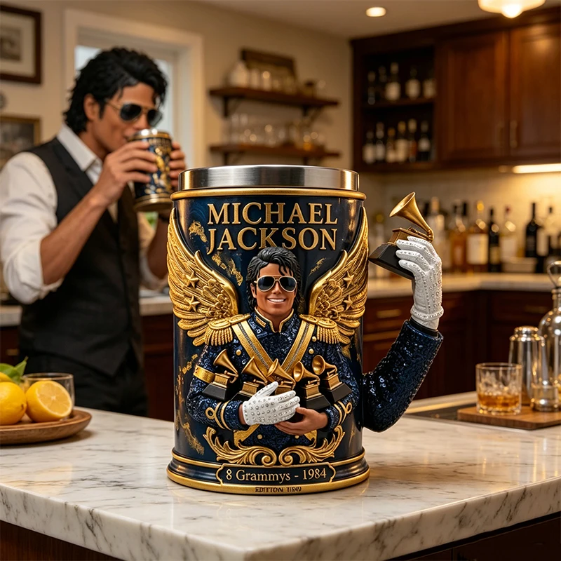 Unique Spark Plug Michael Jackson 3D Resin Mug Stainless Steel Inner Liner Creative Collectible Coffee Cup Home Drinkware Gift