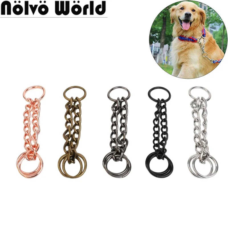 5-10PCS 32.4MM Metal Dog Chain Collar For Walking Bulldog Bulldog Strap Pet D Ring Chain Adjustment DIY Dogs Jewelry Accessories