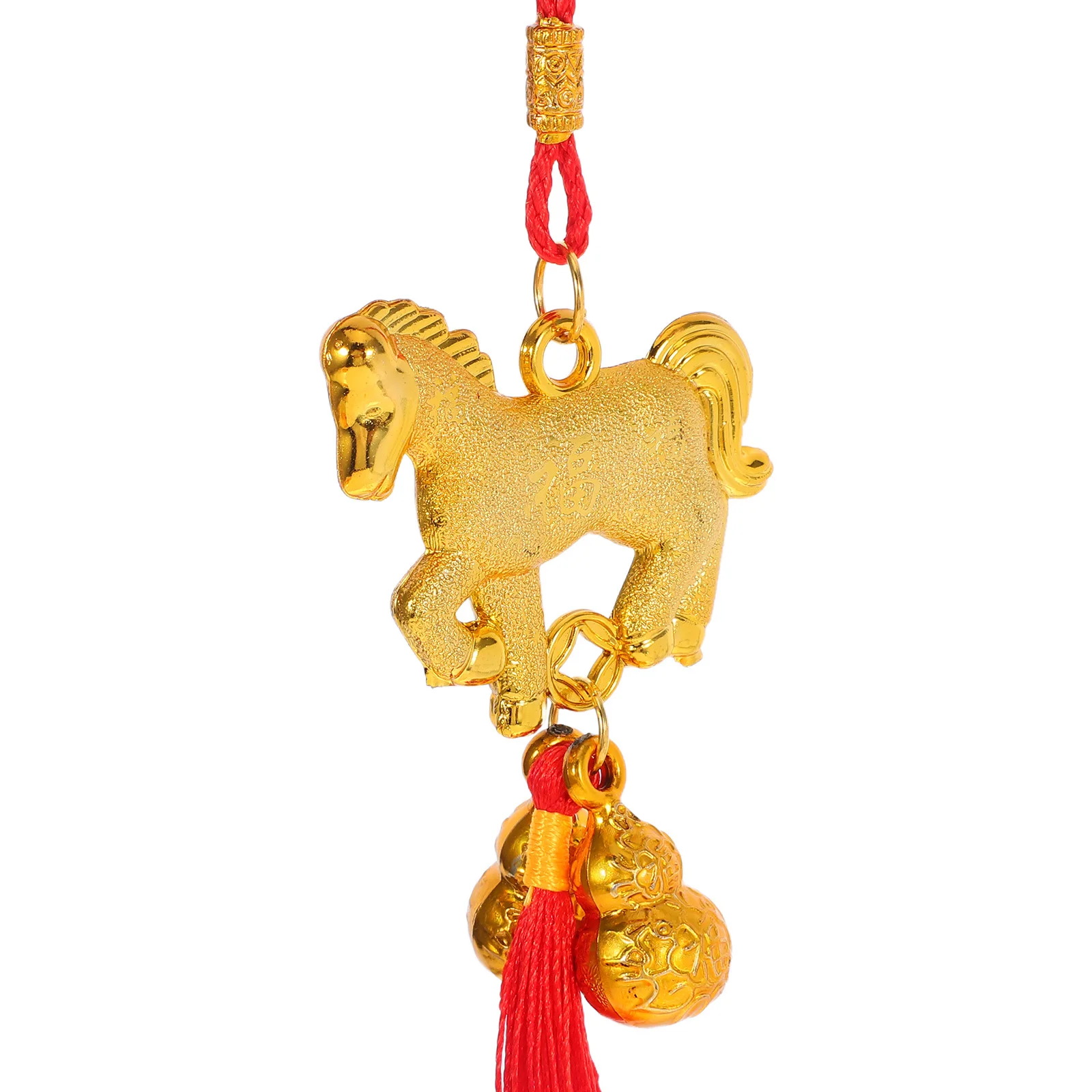 6 pçs ano novo chinês pendurado ornamentos ma ano vermelho borla charme feng shui boa sorte pingente riqueza decoração