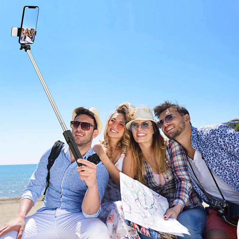 Wireless Bluetooth Selfie Stick Foldable Tripod with Fill Light Shutter Remote Control for  Android Smartphones Handheld Gimbal