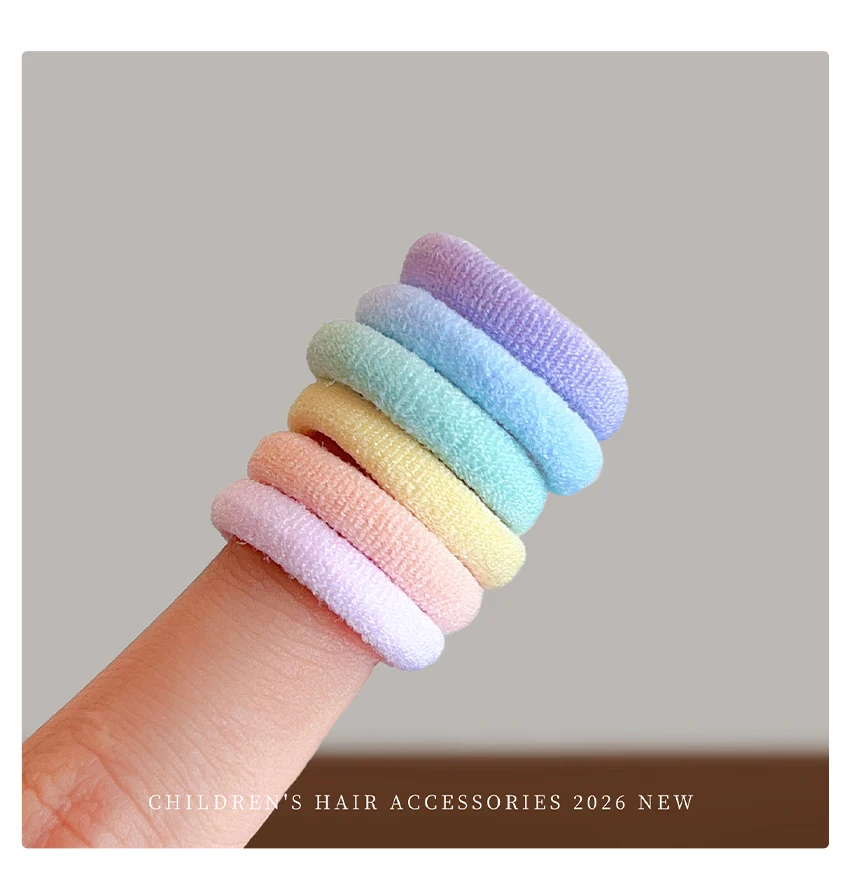 100 Stück/Box 2026 Neue Bonbonfarbene Koreanische Haaraccessoires für Kinder Hochelastische Schonende Haargummis Haarklammern für Mädchen Kleinkind Geschenk – Detail 6