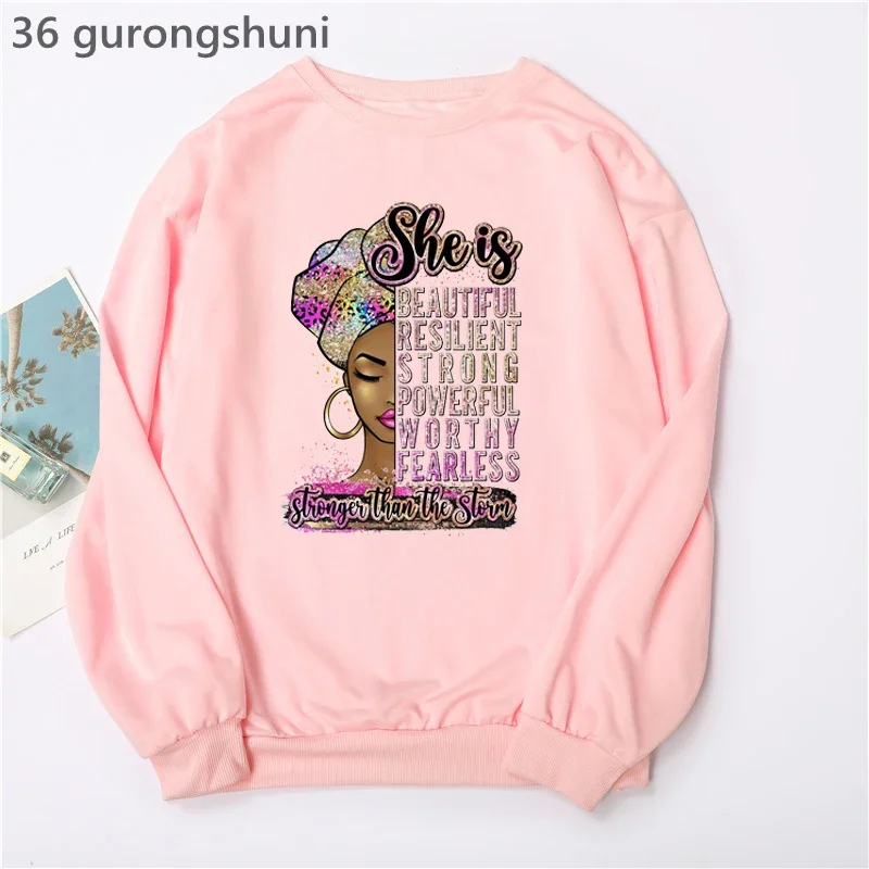 Watercolor Golden Unapologetically Graphic Print Hoodies Women/Girls Fashion African Black Girl Magic Sweatshirt Femme Jumper