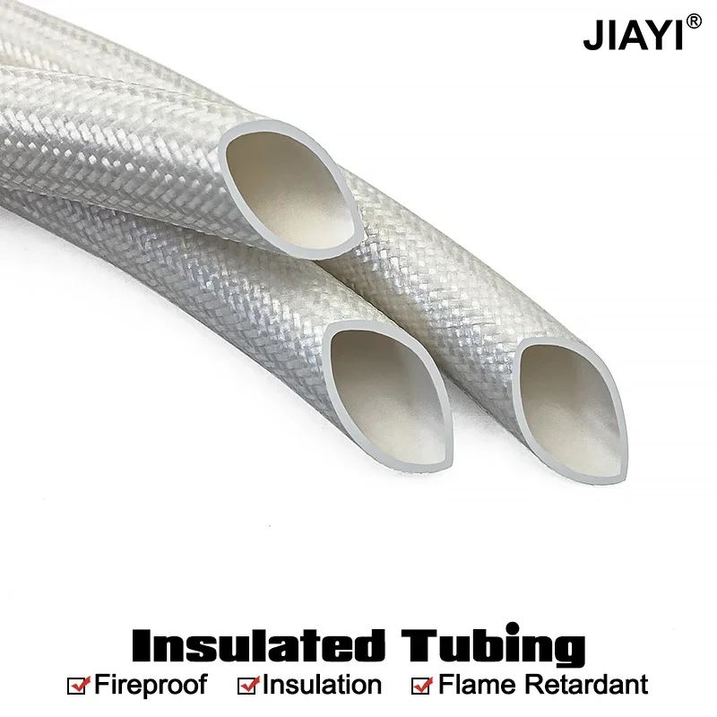 5/10M Fiberglass Tube Inner Rubber Outer Fiber Insulating Hose 200 Deg.C High Temperature Resistant Wire Sheath ID2/3/4/5/6~12mm