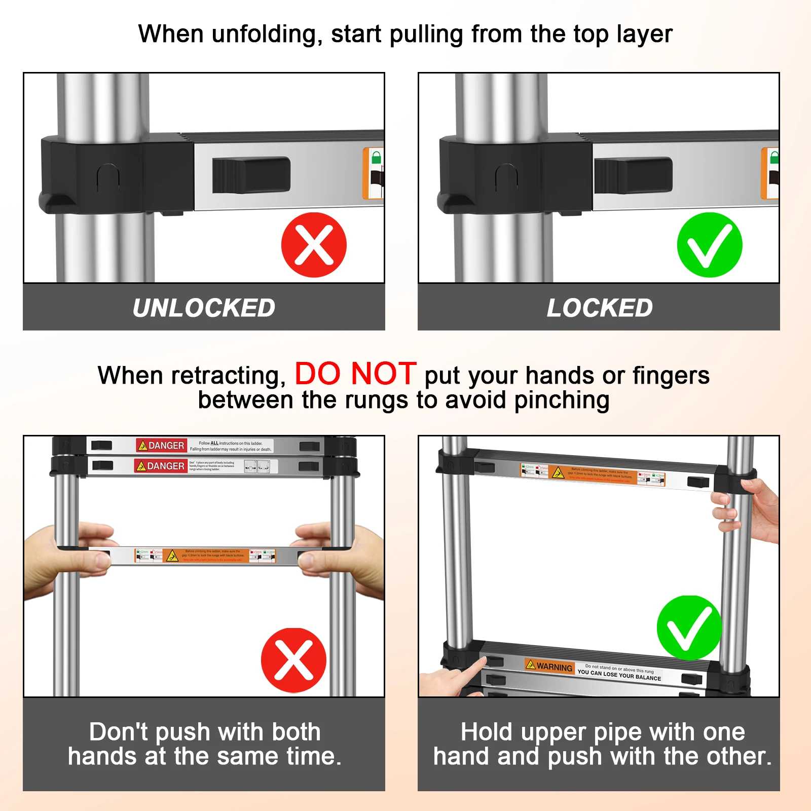 BRIEFNESS EN131 سلم تلسكوبي معتمد بطول 12.5 قدم، سلم تمديد علوي من الألومنيوم 3.8 متر مضاد للانزلاق وخفيف الوزن ومحمول