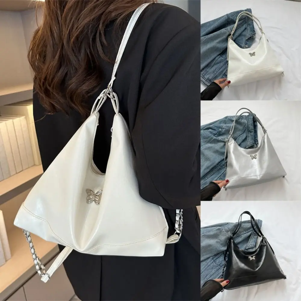 Bolsa Crossbody PU monocromática simples para mulheres, bolsas de ombro, bolsa de balde, grande capacidade, bolsa axilas