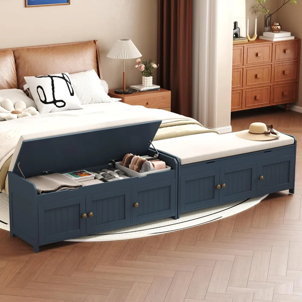 

Shoe Bench with Lift Top Storage, Entryway Bench with Cushioned Seat, Wooden End of Bed Bench, Shoe Cabinet Bench