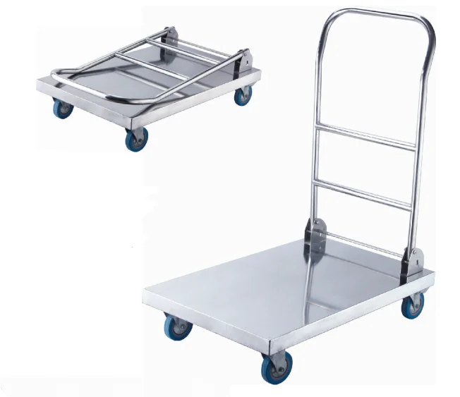 Heavy Duty Stainless Steel Detachable Trolley Big Size Mobile Flat Handcart With Platform For Industry & Warehouse Use