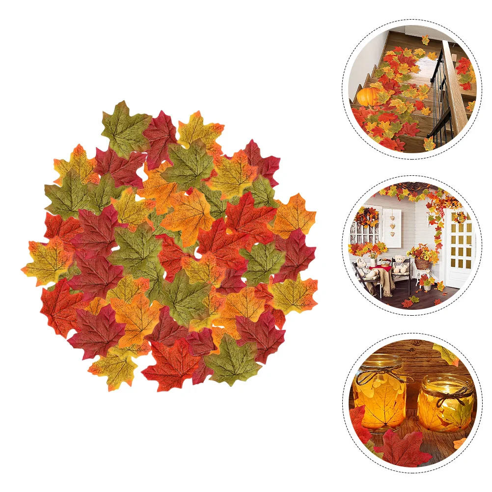 

500Pcs Fake Autumn Leaves Artificial Fall Leaves for Crafts Decoration Thanksgiving Supplies Wedding Table Decorations Party