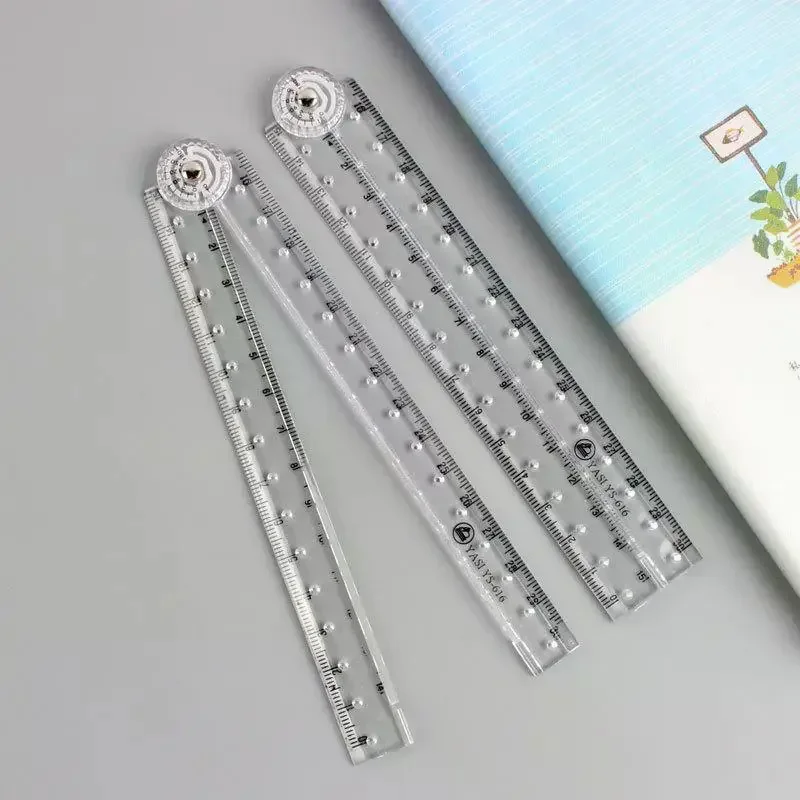 1/5Pcs Simple Scale Plastic Student Drawing Ruler Acrylic Transparent Foldable Ruler For School & Office Straight Ruler
